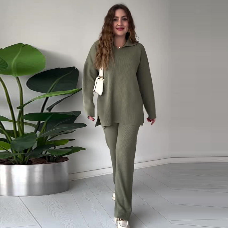 Alyana – Geripptes Gestricktes Zweiteiliges Lounge Set
