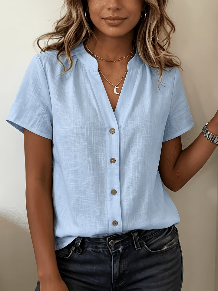 Salish – Kurzarm Bluse Mit Knöpfen