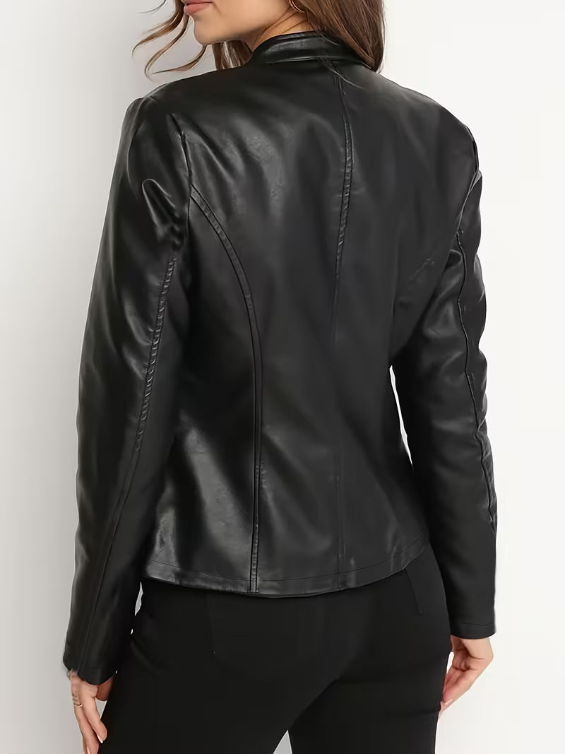 Siliena – Elegante Kunstlederjacke Mit Reißverschluss