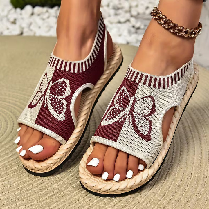 khulood - Bequeme Flache Sandalen Mit Schmetterlingsmuster