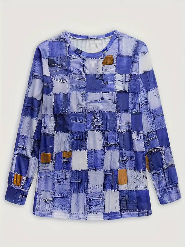 Talya - Lässiges Langarm Oberteil Mit Karomuster