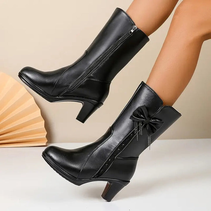 Nuccia - Vintage Lederstiefel Mit Schleife