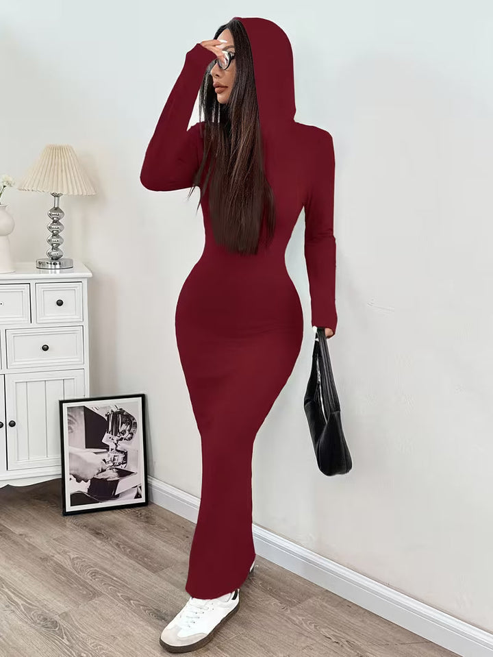 Dahye – Langärmliges Maxikleid Mit Kapuze
