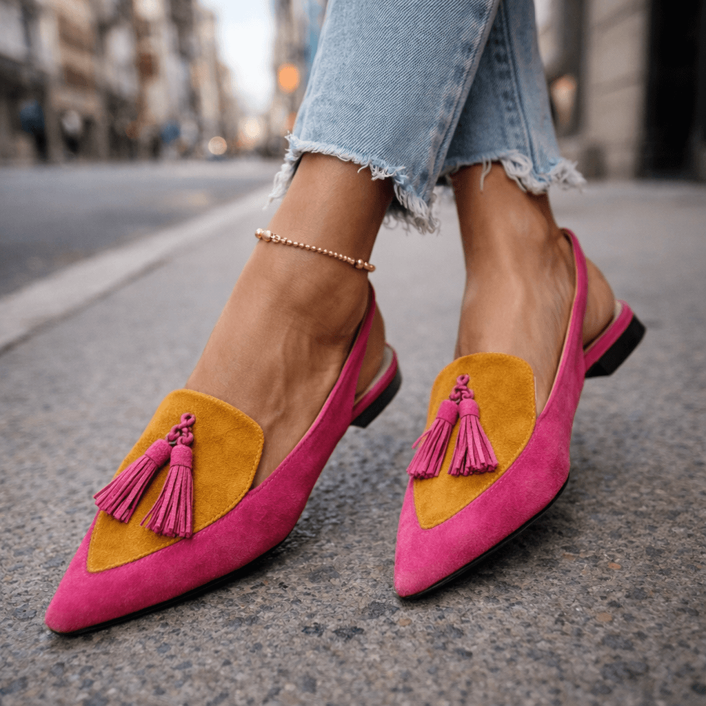 Eveliina – Slingback-Ballerinas mit Quaste Und Spitzer Zehenpartie