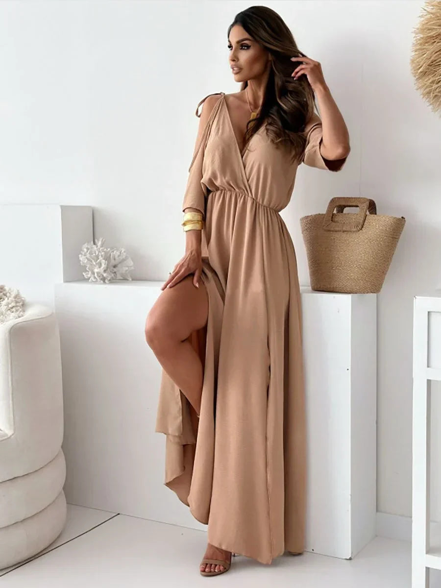 Lene – Schulterfreies Kleid Mit Schlitz