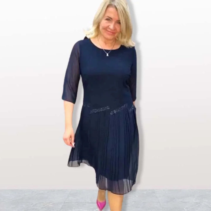 Kiernan - Elegantes Midikleid Mit Rundhalsausschnitt