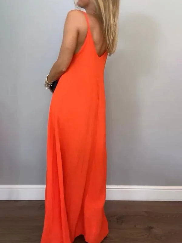 Jolanta – Stilvoll Baumwolle Und Leinen V Ausschnitt Kleid