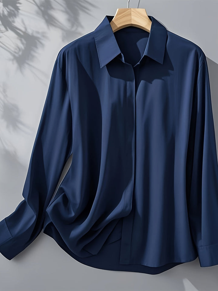 Elenochka - Stilvolles Langarmhemd Mit Knopfleiste