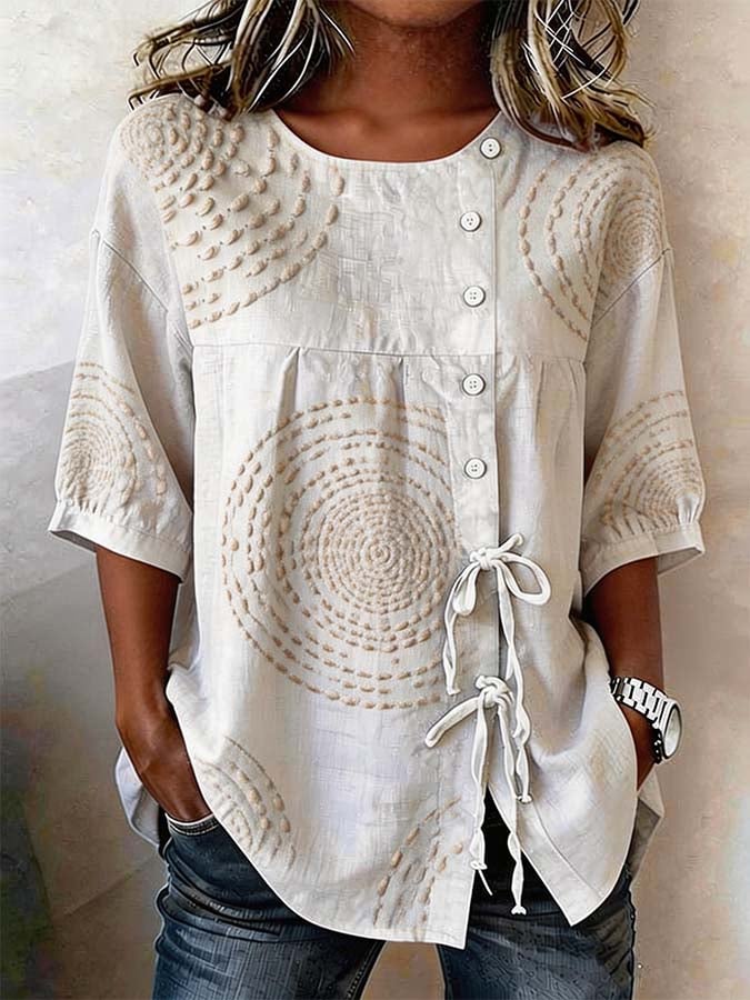 Hydda – Bestickte Bluse Mit Knöpfen Vorne