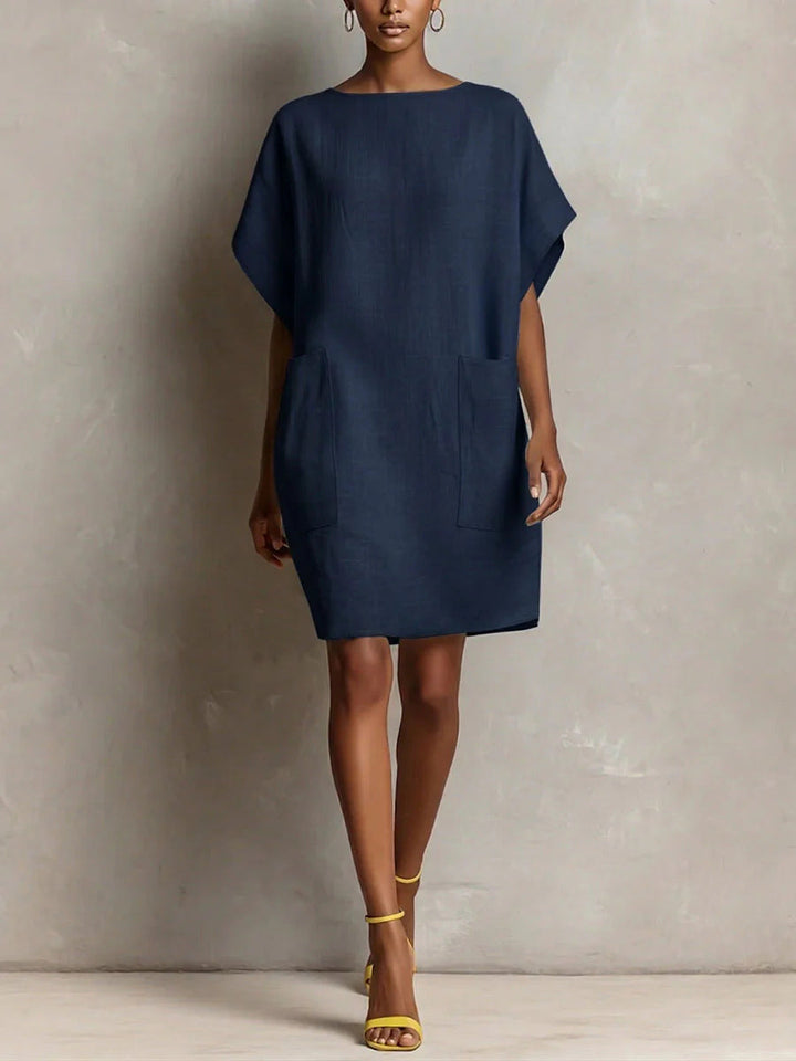 Hulina – Lässiges Leinen Kleid Mit Taschen