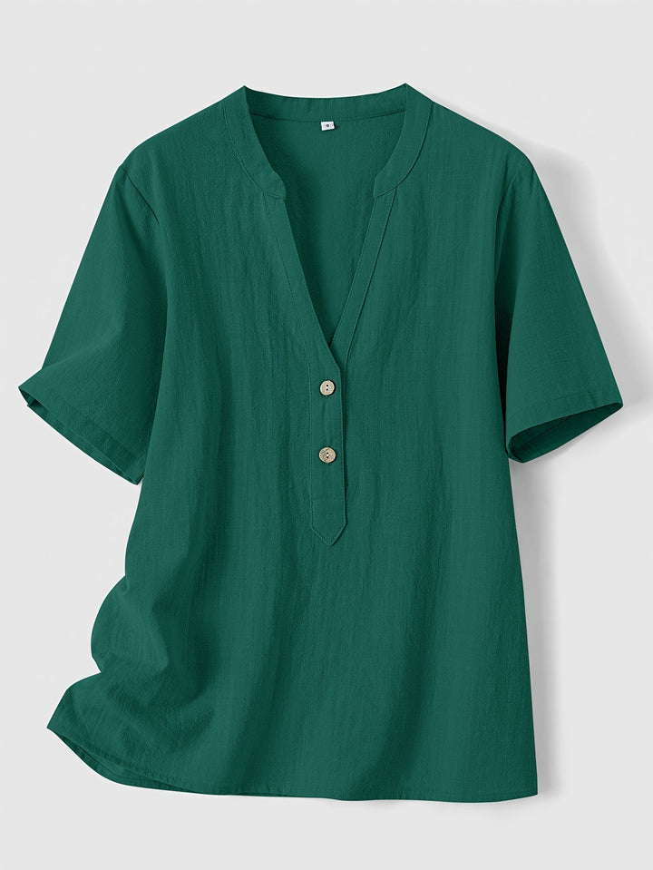 Sharron – Elegante Blusa V-Ausschnitt Mit Knopf