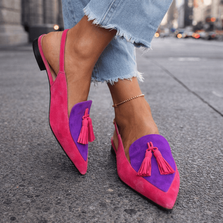 Eveliina – Slingback-Ballerinas mit Quaste Und Spitzer Zehenpartie