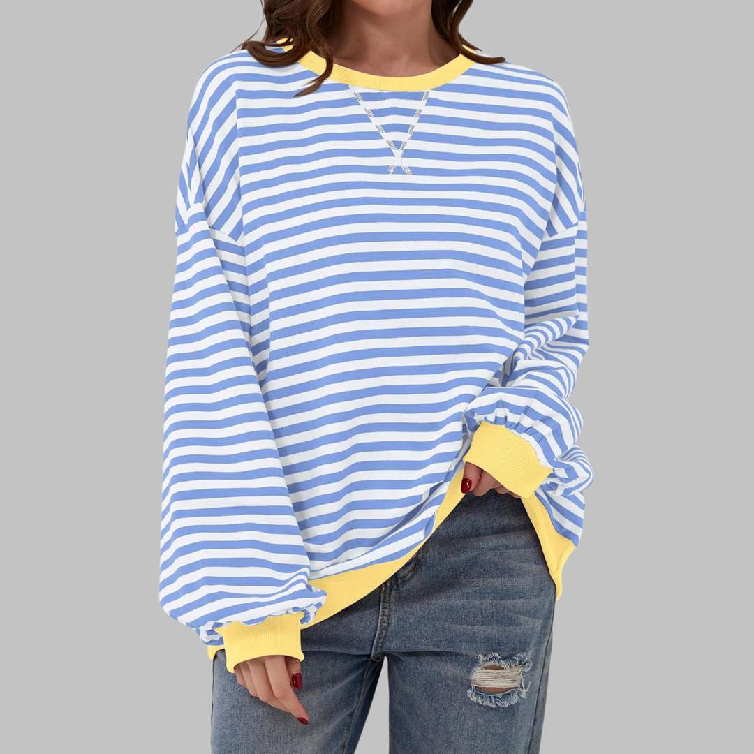 Melorna – Stilvoller Langärmeliger Gestreifter Pullover