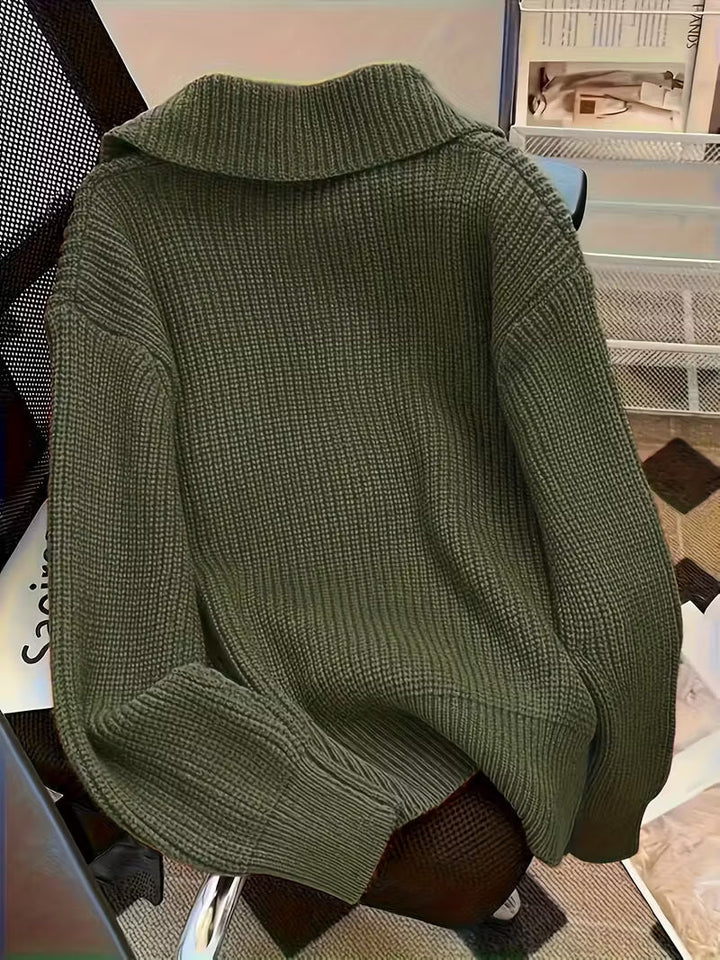 Agnetha – Strick Pullover Mit Großen Knöpfen