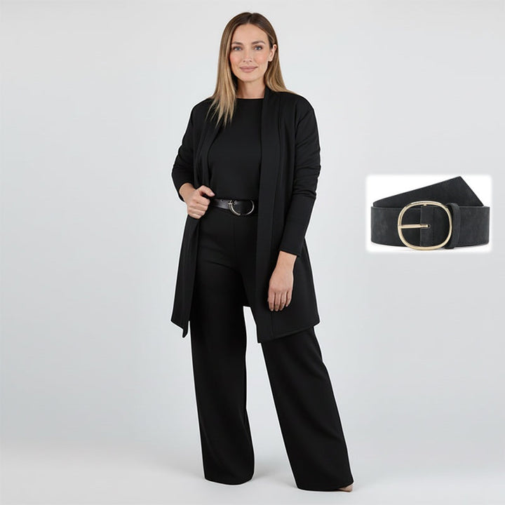 Dorren – Elegantes 3-Teiliges Set Mit Langem Strickjacke, Oberteil Und Hose