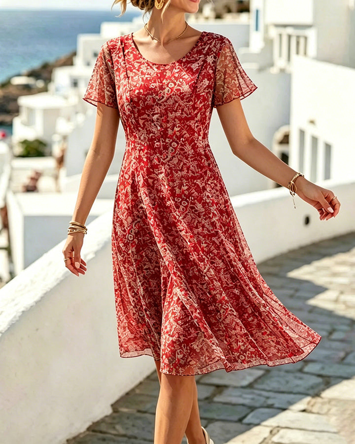 Venla - Kurzärmeliges Blumen Kleid