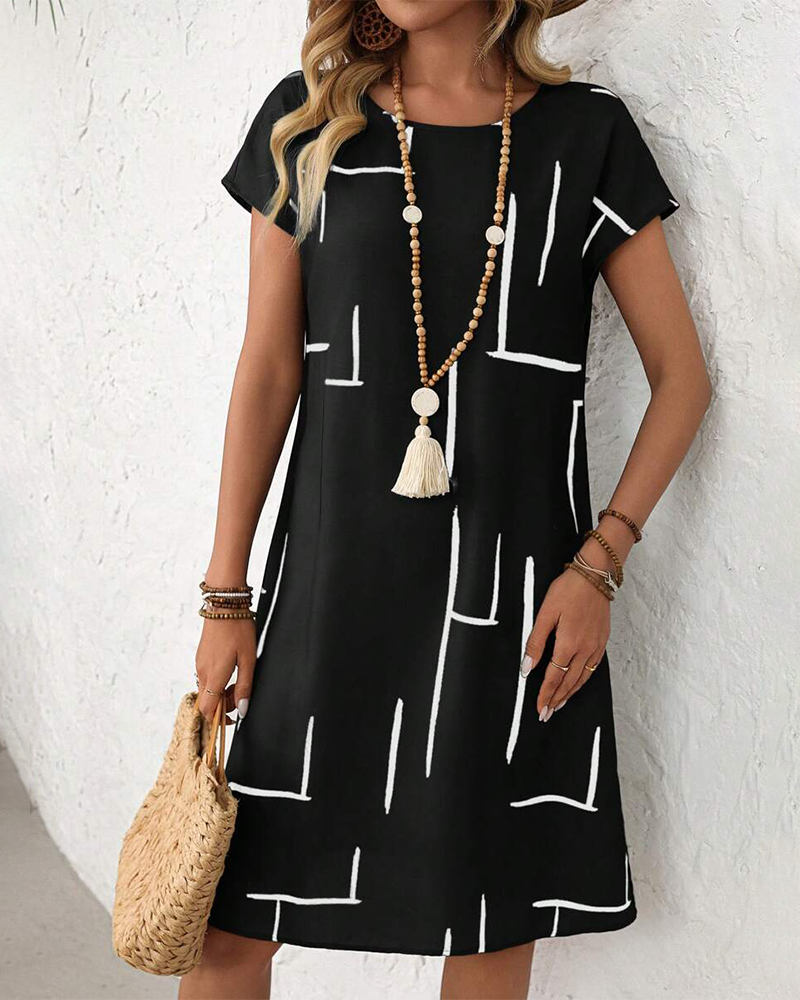 Ainee – Sommer Kleid Mit Rundhalsausschnitt Und Print