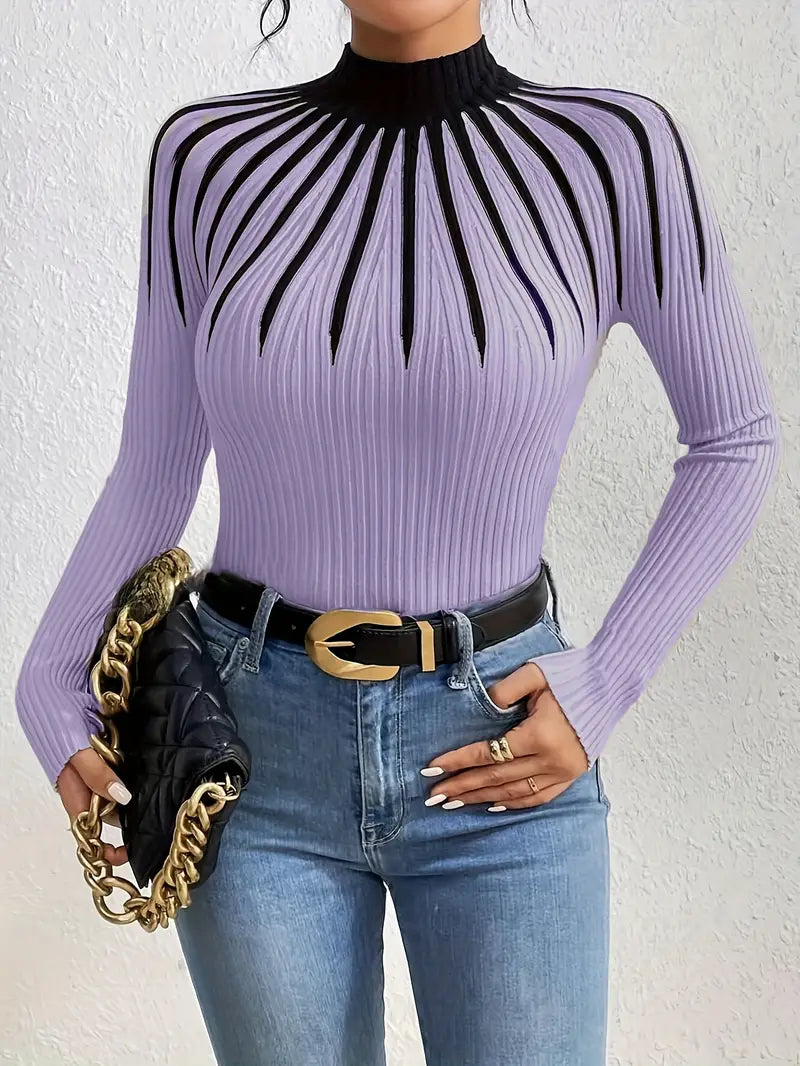 Maider – Eleganter Langarm Pullover Mit Hoher Kragen