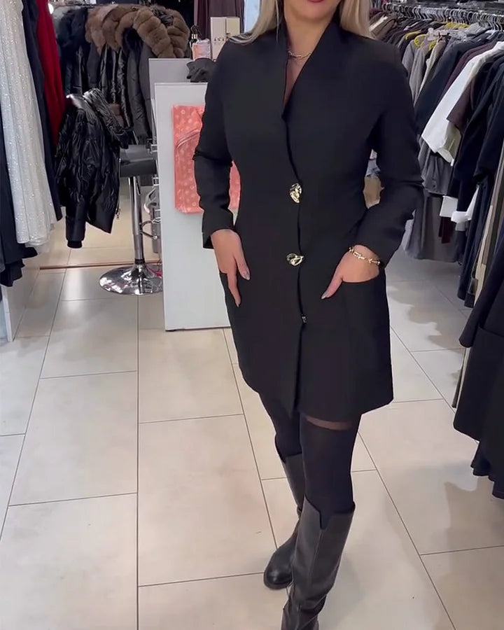 Shireen – Kleid Mit Stehkragen Und Metallknöpfen