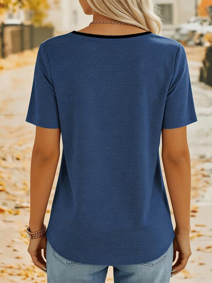 Kaielle - Kurzarm T-Shirt Mit Knopf