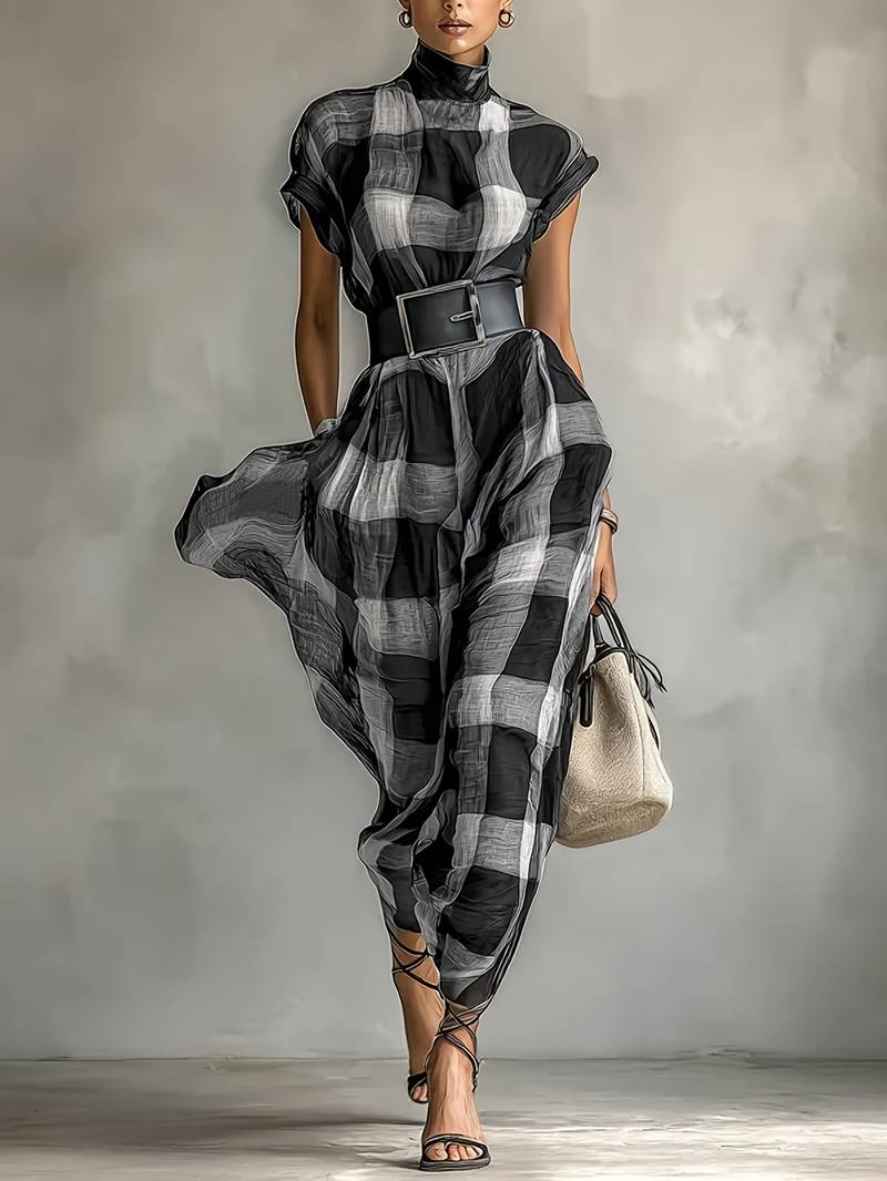 Nethara - Elegantes Herbst Kleid Mit Gürtel
