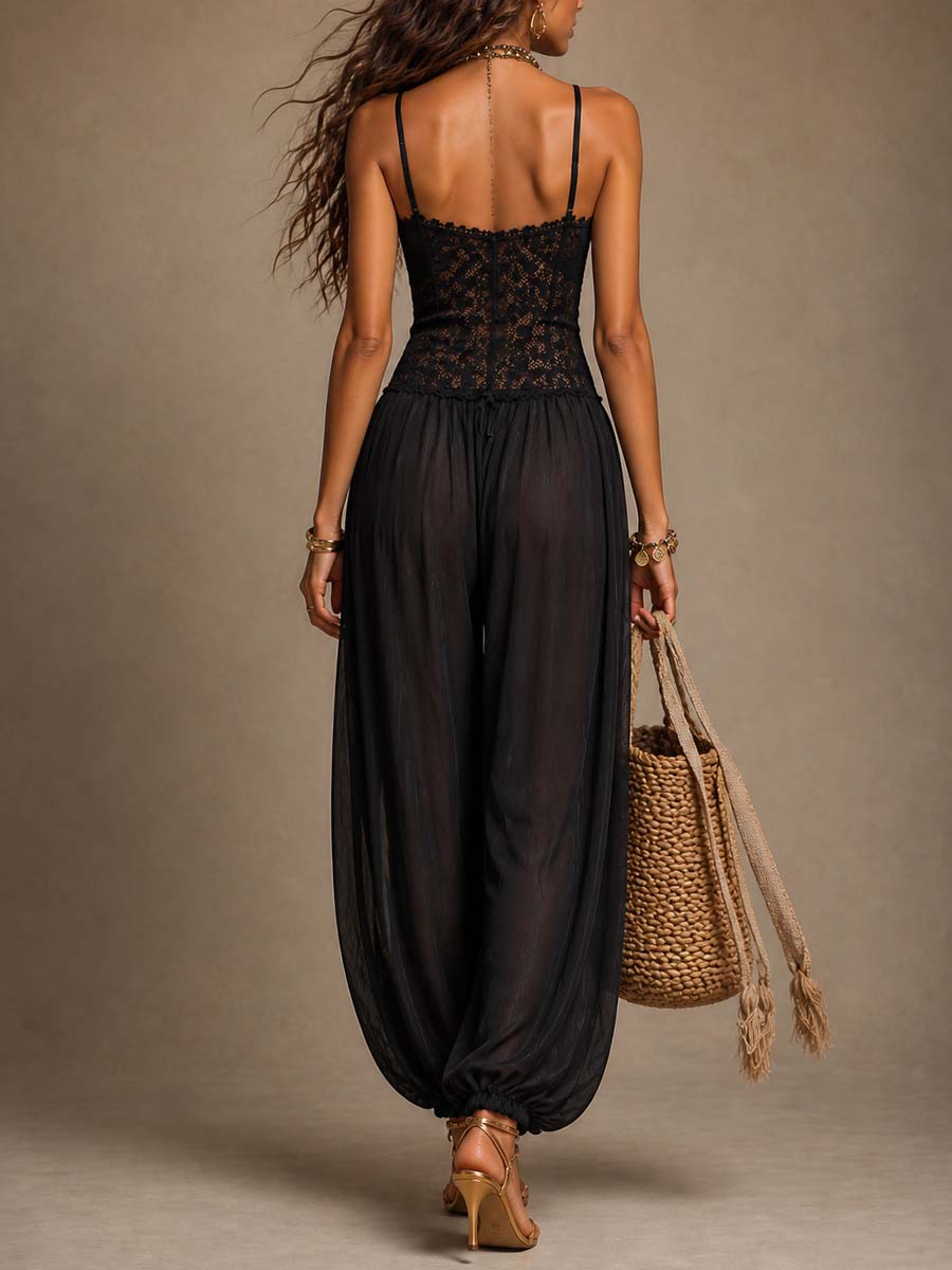 Natya – Vintage Jumpsuit aus Fließender Spitze