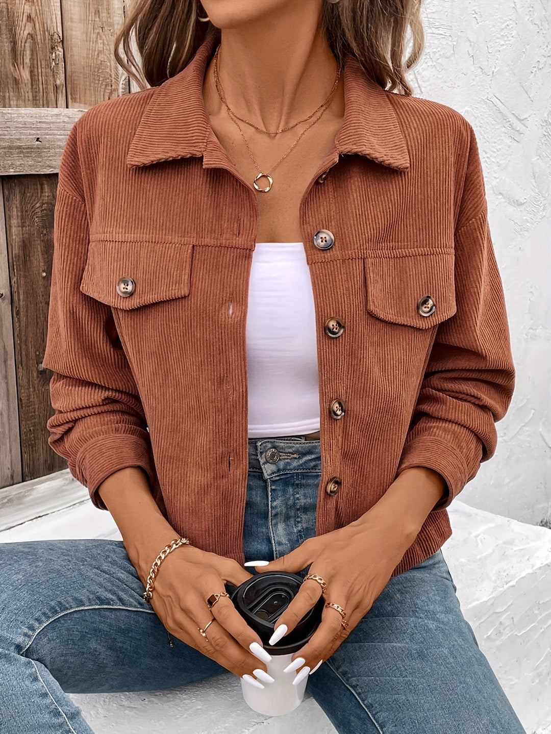 Nichola – Langärmelige Jacke Mit Knopfleiste