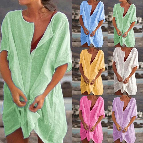 Anjini – Lockeres Strandkleid Mit kurzen Ärmeln