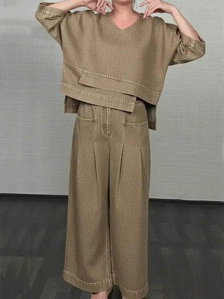 Ojinika – Lässiges Denim-Zweiteiler-Set