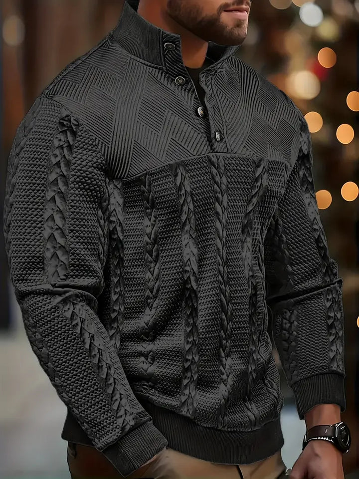 Dawson – Langärmeliger Henley Pullover Mit Streifenmuster