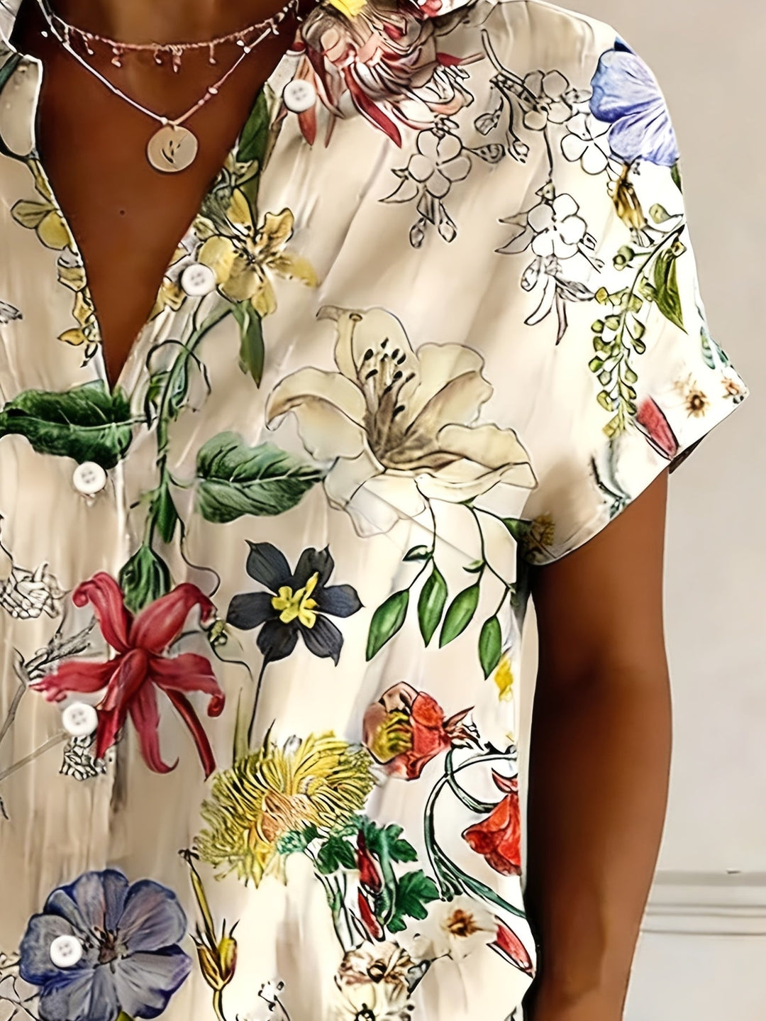 Nabilah - Lässiges Kurzarm Oberteil Mit Blumenmuster