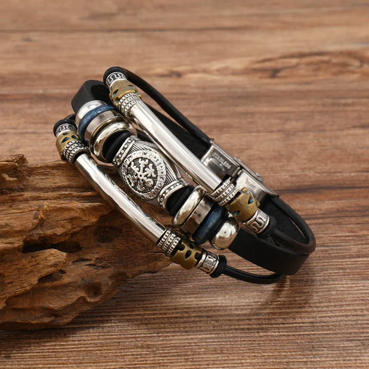 NorBrac – Vintage Lederarm Band Im Wikinger Stil