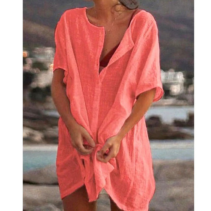 Anjini – Lockeres Strandkleid Mit kurzen Ärmeln