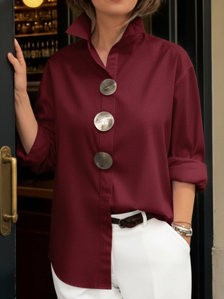 Shalani - Elegante Bluse Aus Leinen Und Baumwolle Mit Metallknöpfen