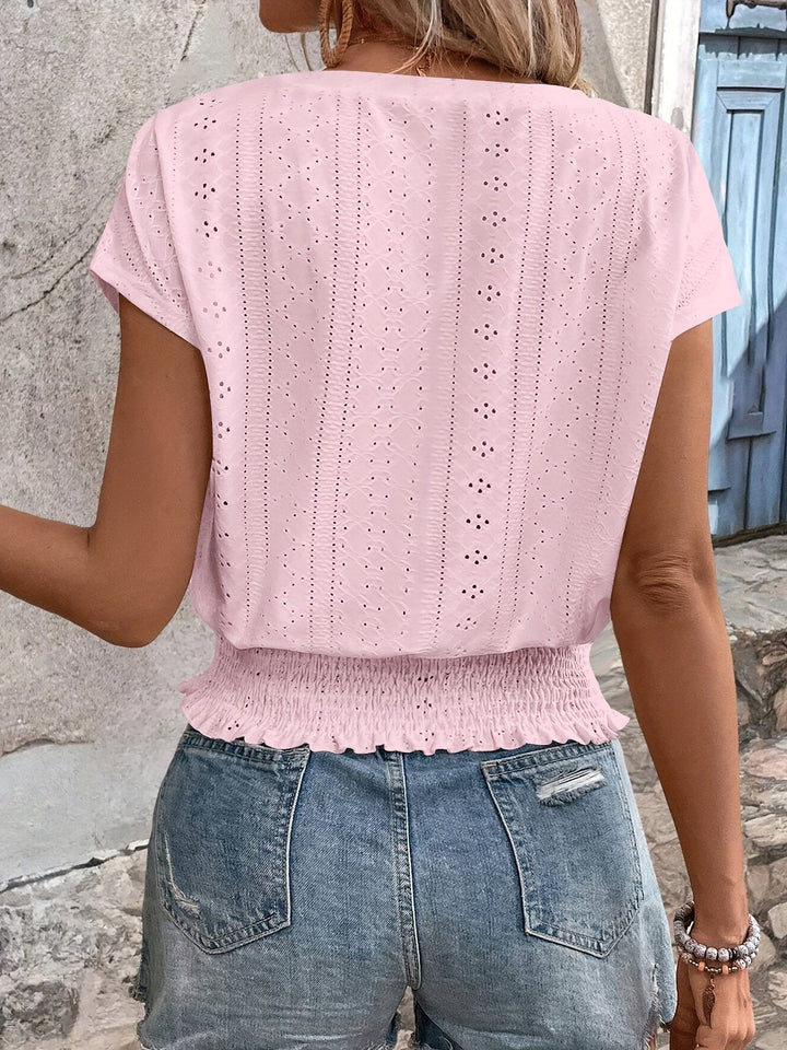 Delores - Elegantes Batwing-T-Shirt Mit V-Ausschnitt
