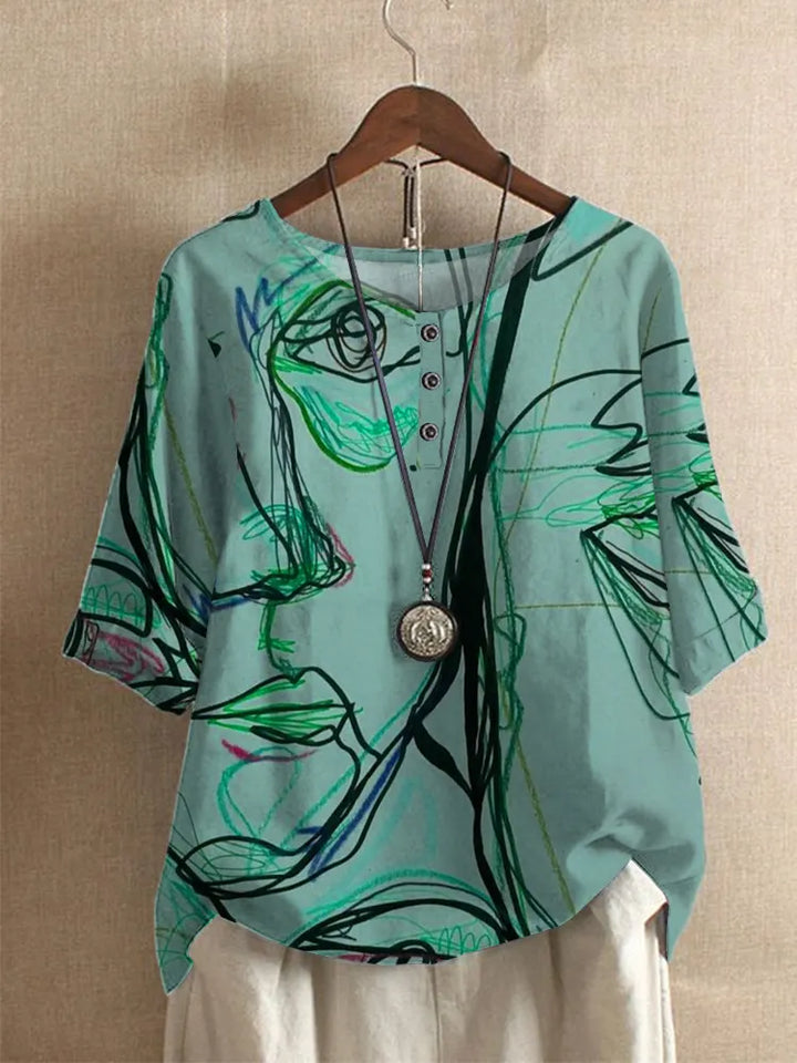 Silina – Bluse Mit Abstraktem Figuren Muster