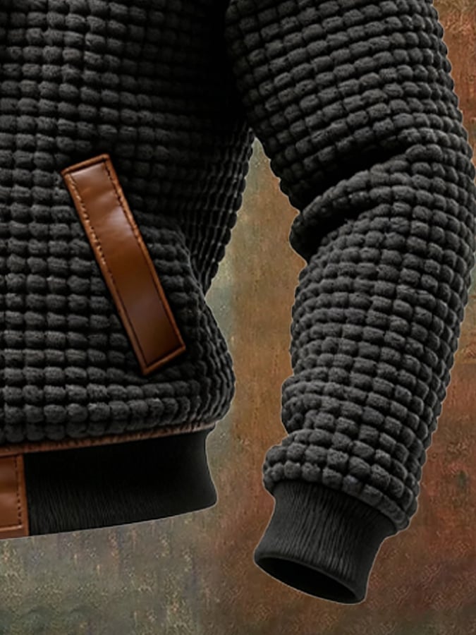Giovanni – Karierte Leder Jacke Mit Kapuze