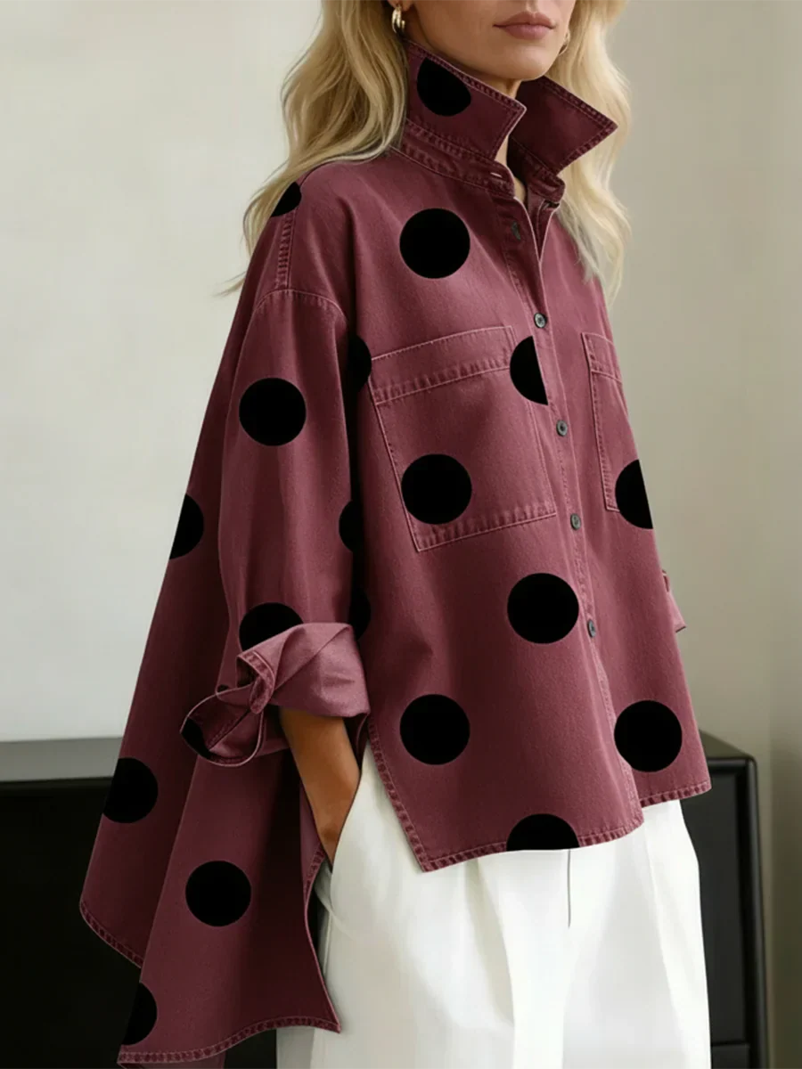 Ranulya - Elegantes Kunstvoll Bedrucktes Oberteil Mit Polka Dot Muster