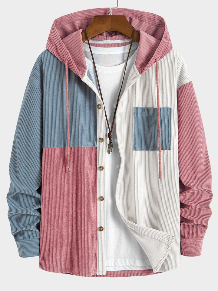 Elonzo – Colorblock Kapuzenpullover Aus Cord