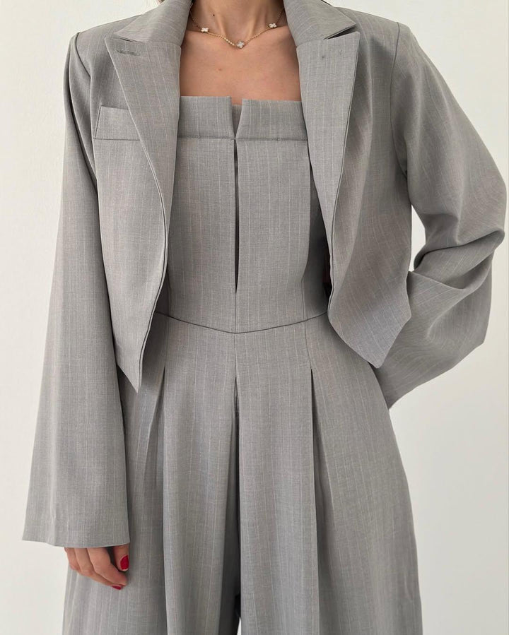 Lauralie – Trägerloser Jumpsuit im Jackenstil, Set Für Den Weg zur Arbeit