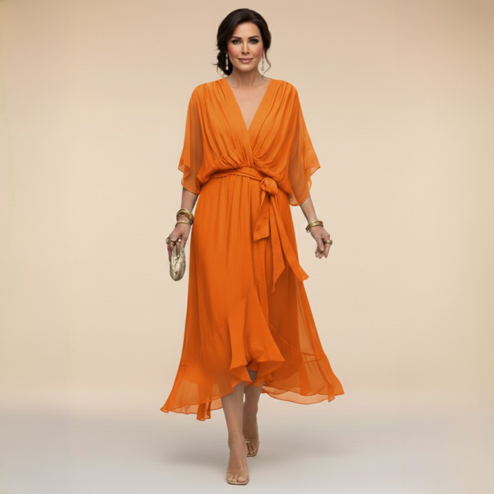 Harshani - Lappen Kleid Mit V-Ausschnitt