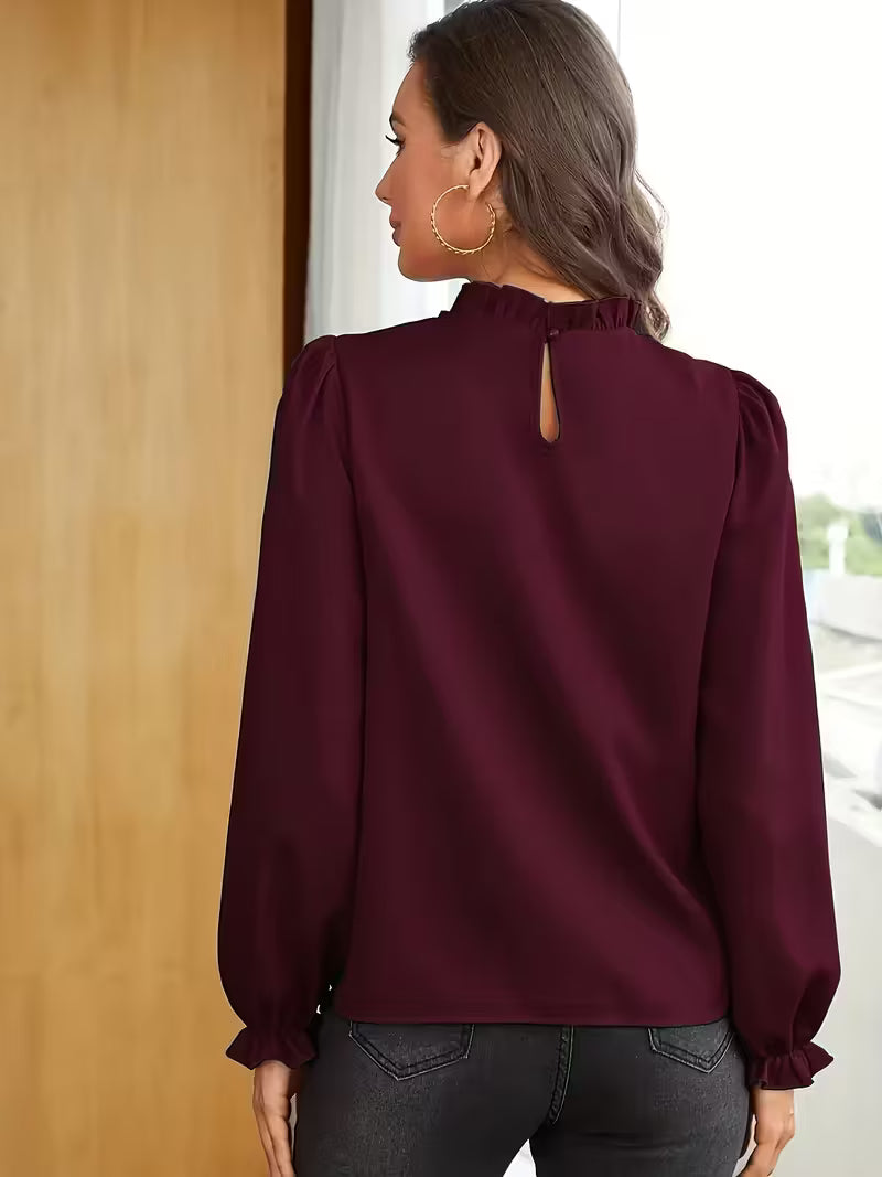 Aurelija – Bluse Mit Rüschen Kragen Und Puffärmeln