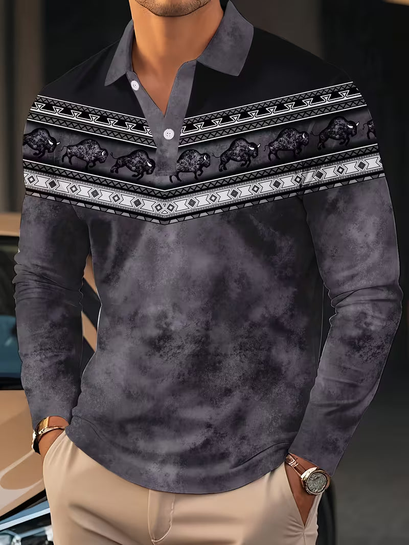 Tamas – Lässiges Vintage Polo Hemd Mit 3D-Druck