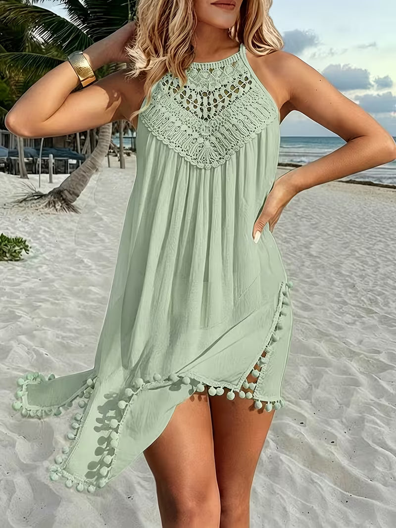 Shiena – Elegantes, Gehäkeltes Halter-Kleid Aus Spitze