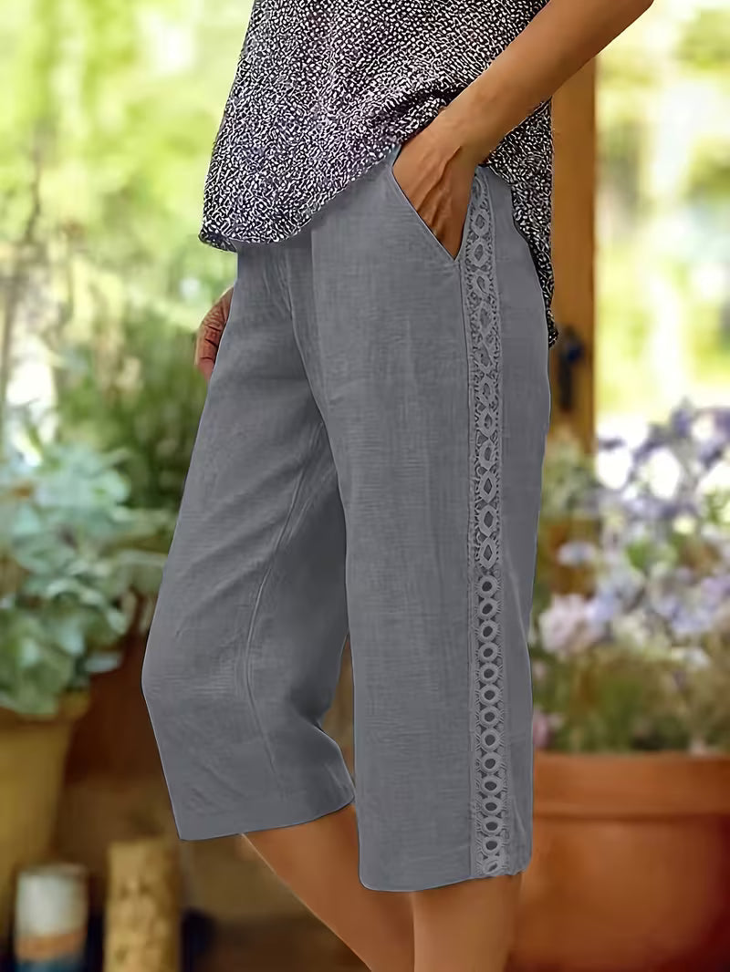 Arnisa - Bequeme Sommerhose Mit Seitlichen Spitzen Einsätzen