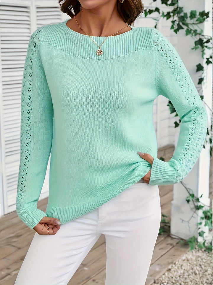 Pauliina - Lässiger Langarm Pullover Mit Lochmuster