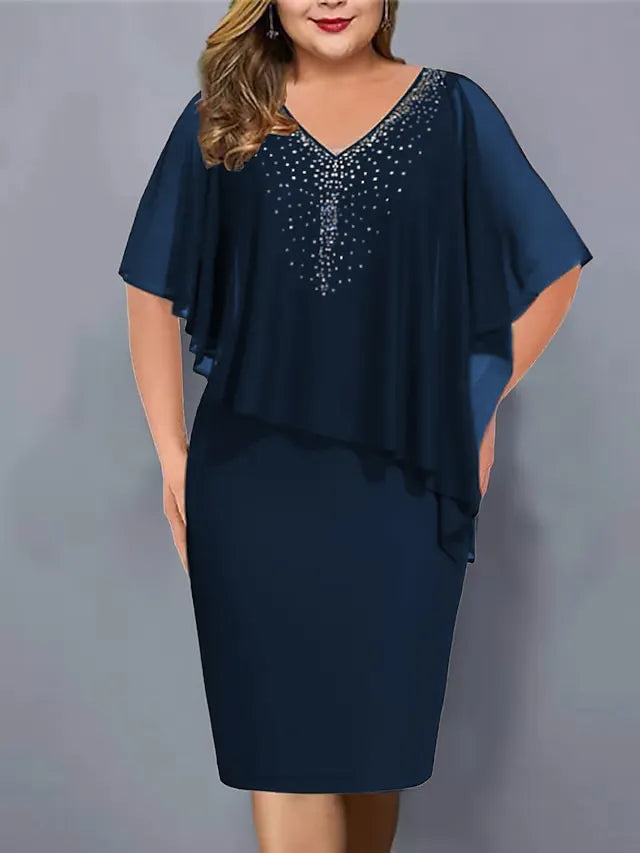 Amelie – Chiffon-kleid MIT V-ausschnitt Und Strassverzierung