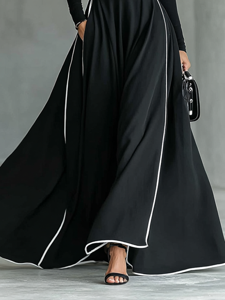 Romilly – Langärmliges Maxi Kleid Mit Schmalem Gürtel