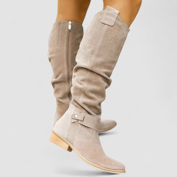 Yesinia – Kniestiefel Aus Wildleder Mit Reißverschluss