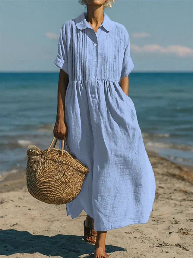 Janny – Elegantes Fließendes Baumwoll Shirtkleid